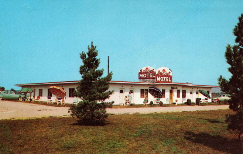 Sunset Motel - Vintage Postcard